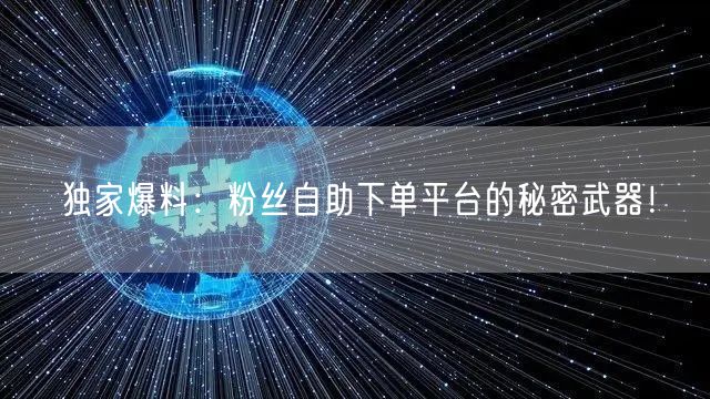 独家爆料：粉丝自助下单平台的秘密武器！